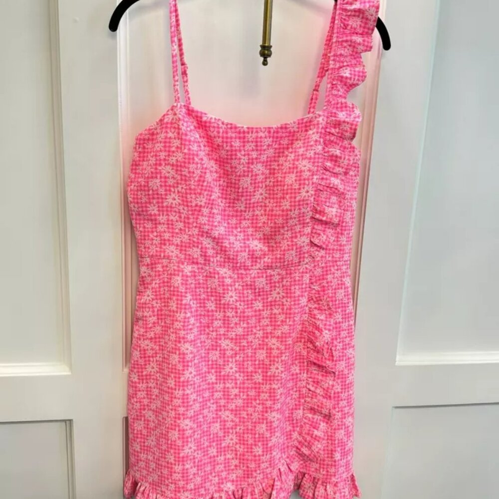 Lilly Pulitzer Maetha Romper - Aura Pink Check You Out - Size 8 - NWOT